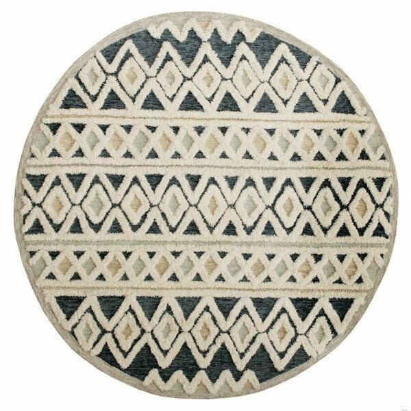 6 ft. Round Blue & Cream Striped Diamonds Area Rug, Homeroots, Mfr#: 396175